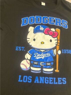 Hello Kitty x Dodgers  Black Graphic Tee